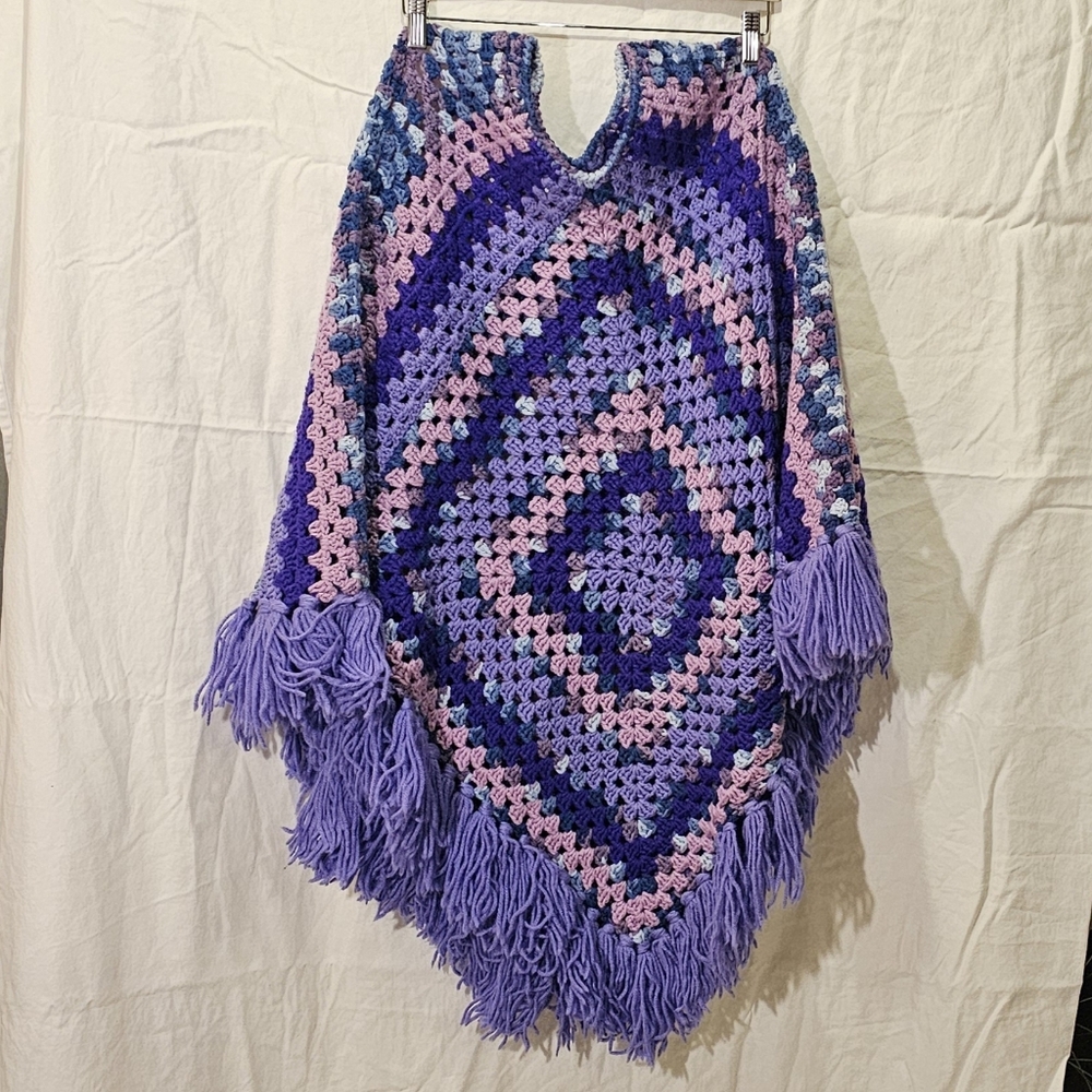 Handmade Knit Poncho / Afghan